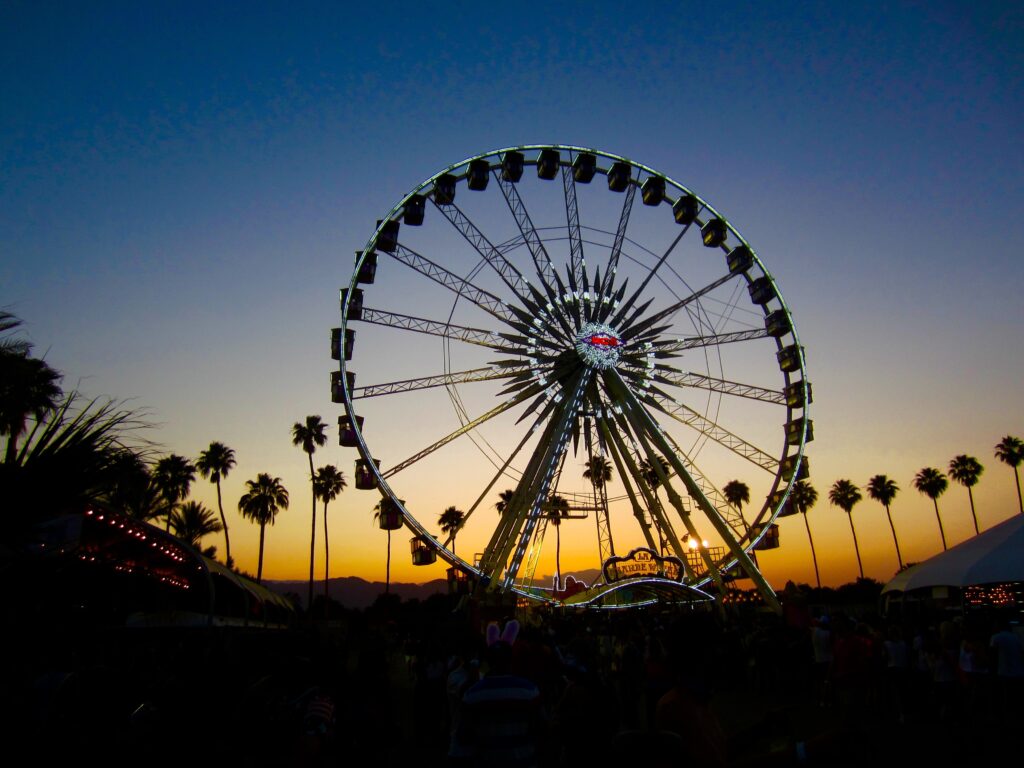 The Coachella Ferris wheel ride ready to transport passengers.
