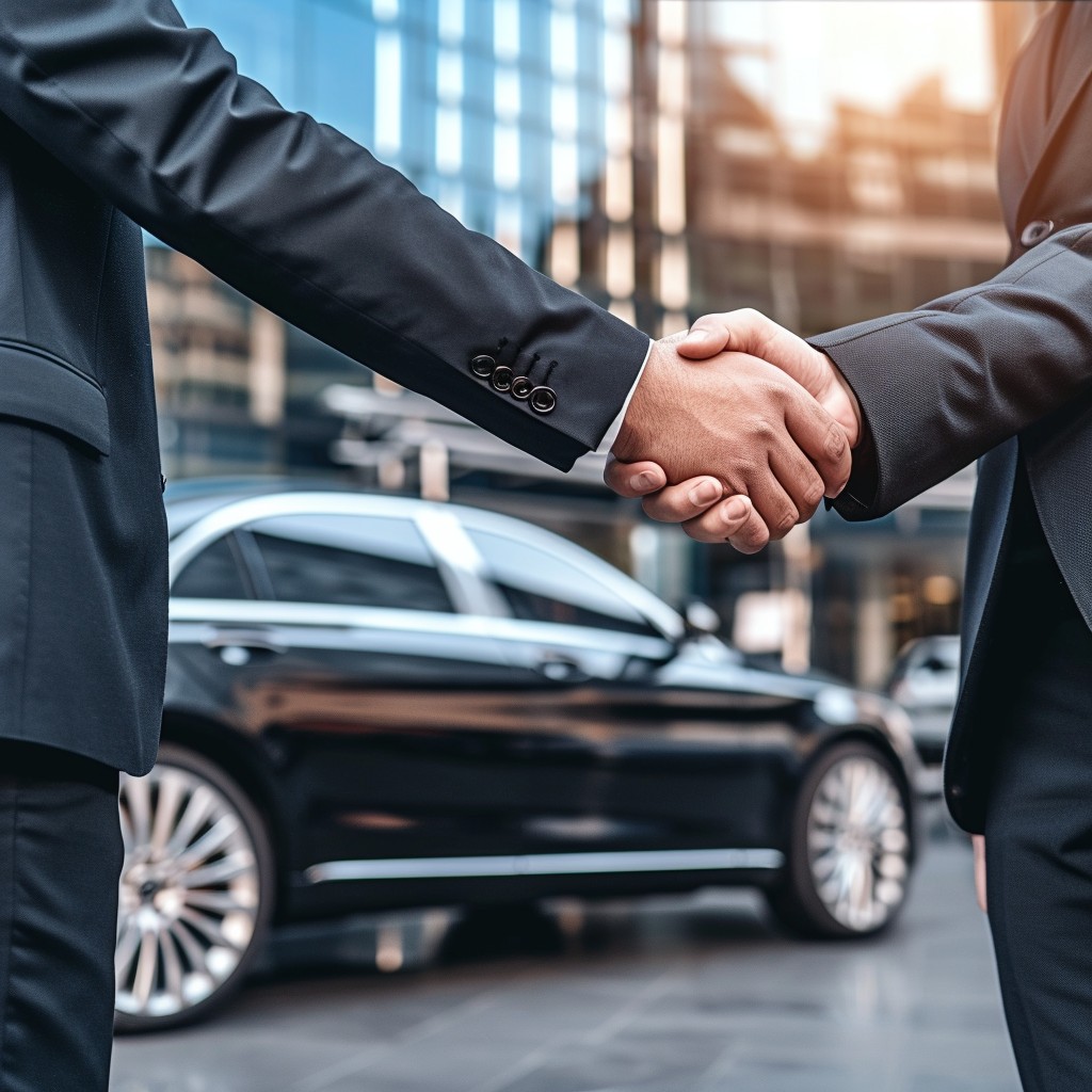 A Passenger appreciating an excellent black car ride.